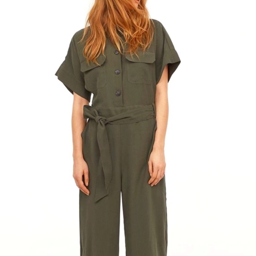 H&M Belted Green Cargo jumpsuit